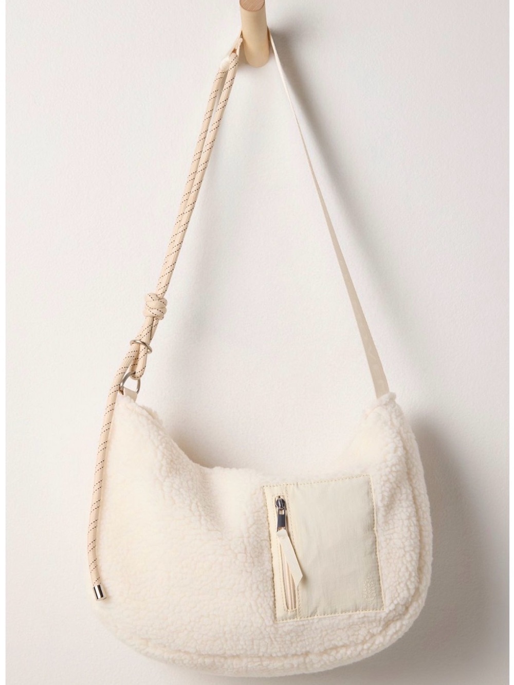 Free people Slopes Shirpa Siling Cream Sherpa Shoulder Bag NWT